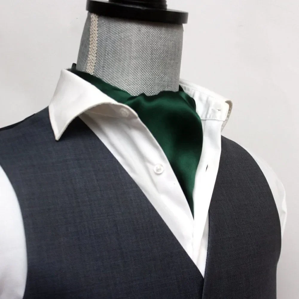 Silk Men's‎ Cravat Ascot Gift Box A196 Emerald green